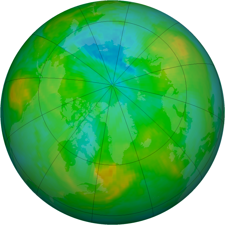 Arctic ozone map for 07 August 1991
